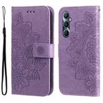 For Realme C65 4G 7-petal Flowers Embossing Leather Phone Case(Light Purple)