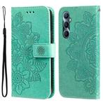 For Realme C65 4G Seven-petal Flowers Embossing Leather Phone Case(Green)