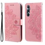 For Realme C65 4G 7-petal Flowers Embossing Leather Phone Case(Rose Gold)