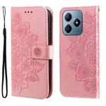 For Realme C63 / C61  / Note 60 Seven-petal Flowers Embossing Leather Phone Case(Rose Gold)