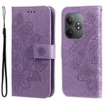 For Realme GT 6 / GT Neo6 SE Seven-petal Flowers Embossing Leather Phone Case(Light Purple)