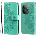 For Realme GT 6 / GT Neo6 SE Seven-petal Flowers Embossing Leather Phone Case(Green)