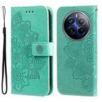 For Realme 13 Pro / 13 Pro+ / P1 Pro Global Seven-petal Flowers Embossing Leather Phone Case(Green)