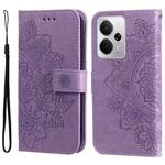 For Realme 14 Global Seven-petal Flowers Embossing Leather Phone Case(Light Purple)