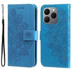 For Realme 15T 5G Seven-petal Flowers Embossing Leather Phone Case(Blue)