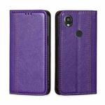 For Kyocera Digno SX3-KYG02 Grid Texture Magnetic Flip Leather Phone Case(Purple)