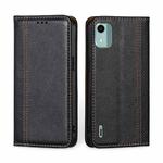 For Nokia C12 Grid Texture Magnetic Flip Leather Phone Case(Black)