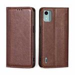 For Nokia C12 Grid Texture Magnetic Flip Leather Phone Case(Brown)