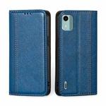 For Nokia C12 Grid Texture Magnetic Flip Leather Phone Case(Blue)