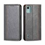 For Nokia C12 Grid Texture Magnetic Flip Leather Phone Case(Grey)