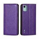 For Nokia C12 Grid Texture Magnetic Flip Leather Phone Case(Purple)