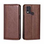 For Nokia C22 Grid Texture Magnetic Flip Leather Phone Case(Brown)