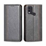 For Nokia C22 Grid Texture Magnetic Flip Leather Phone Case(Grey)