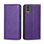 For Nokia C32 Grid Texture Magnetic Flip Leather Phone Case(Purple)