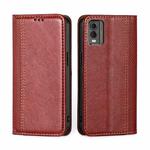 For Nokia C32 Grid Texture Magnetic Flip Leather Phone Case(Red)