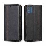 For Nokia C02 TA-1522 Grid Texture Magnetic Flip Leather Phone Case(Black)