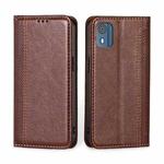 For Nokia C02 TA-1522 Grid Texture Magnetic Flip Leather Phone Case(Brown)