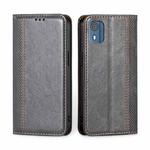 For Nokia C02 TA-1522 Grid Texture Magnetic Flip Leather Phone Case(Grey)