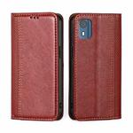 For Nokia C02 TA-1522 Grid Texture Magnetic Flip Leather Phone Case(Red)