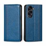 For Honor X50i 5G Grid Texture Magnetic Flip Leather Phone Case(Blue)