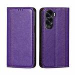 For Honor X50i 5G Grid Texture Magnetic Flip Leather Phone Case(Purple)