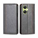 For OnePlus Nord CE 3 Lite 5G Grid Texture Magnetic Flip Leather Phone Case(Grey)