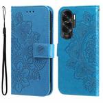 For Honor X50i 5G 7-petal Flowers Embossing Leather Phone Case(Blue)