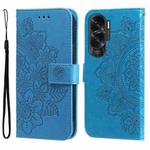 For Honor X50i 5G Seven-petal Flowers Embossing Leather Phone Case(Blue)