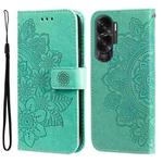 For Honor X50i 5G Seven-petal Flowers Embossing Leather Phone Case(Green)