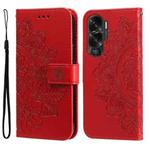 For Honor X50i 5G Seven-petal Flowers Embossing Leather Phone Case(Red)