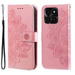 For Honor X6a 7-petal Flowers Embossing Leather Phone Case(Rose Gold)