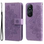 For Honor Play 50 Plus Seven-petal Flowers Embossing Leather Phone Case(Light Purple)