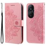 For Honor Play 50 Plus 7-petal Flowers Embossing Leather Phone Case(Rose Gold)