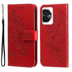 For Honor 100 7-petal Flowers Embossing Leather Phone Case(Red)