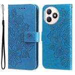 For Honor X50i+ 7-petal Flowers Embossing Leather Phone Case(Blue)