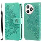 For Honor X50i+ Seven-petal Flowers Embossing Leather Phone Case(Green)