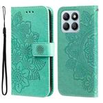 For Honor X8b Seven-petal Flowers Embossing Leather Phone Case(Green)