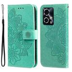 For Honor 90 GT Seven-petal Flowers Embossing Leather Phone Case(Green)