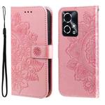 For Honor 90 GT 7-petal Flowers Embossing Leather Phone Case(Rose Gold)