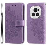 For Honor Magic6 Pro 7-petal Flowers Embossing Leather Phone Case(Light Purple)