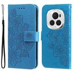 For Honor Magic6 Pro Seven-petal Flowers Embossing Leather Phone Case(Blue)