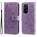 For Honor 200 Lite 5G Global 7-petal Flowers Embossing Leather Phone Case(Light Purple)