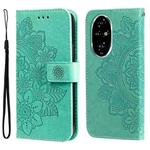 For Honor 200 Pro Seven-petal Flowers Embossing Leather Phone Case(Green)