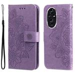 For Honor 200 Seven-petal Flowers Embossing Leather Phone Case(Light Purple)