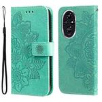 For Honor 200 Seven-petal Flowers Embossing Leather Phone Case(Green)