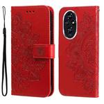 For Honor 200 Seven-petal Flowers Embossing Leather Phone Case(Red)