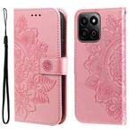 For Honor Play 60 Plus Seven-petal Flowers Embossing Leather Phone Case(Rose Gold)