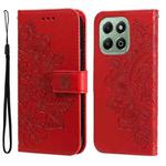 For Honor X6b Seven-petal Flowers Embossing Leather Phone Case(Red)