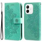 For Honor X60i Seven-petal Flowers Embossing Leather Phone Case(Green)