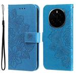 For Honor Magic7 Seven-petal Flowers Embossing Leather Phone Case(Blue)